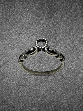 Vintage Silver Ornate Heart Engraved Ring Size 5.5